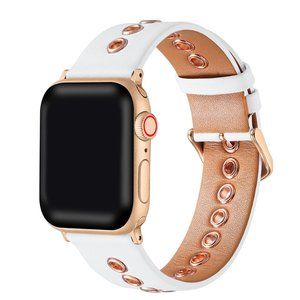 Posh Tech Morgan White Genuine Leather and Grommet Band for Apple Watch Series 1